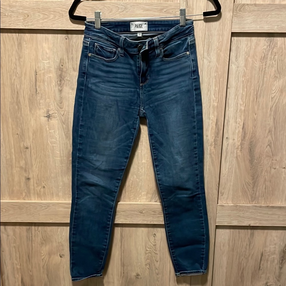 PAIGE Blue Skinny Jeans with Faded Details
